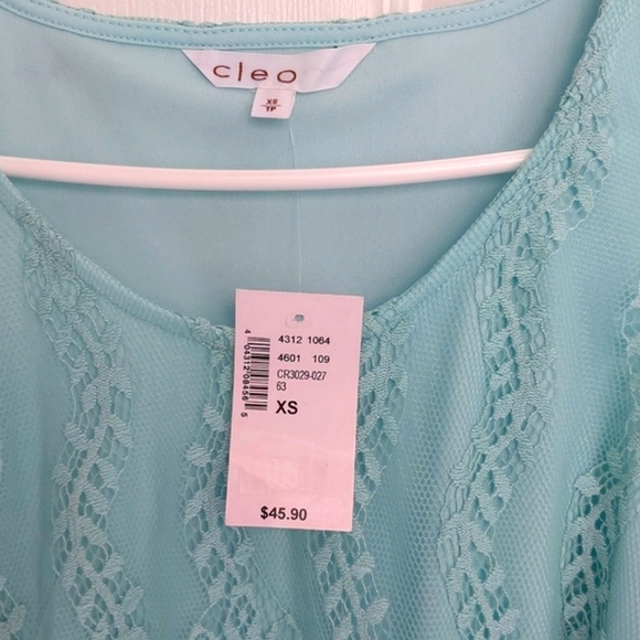 NWT CLEO lace lined mint sleeveless tank top size XS - Picture 8 of 9